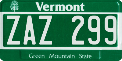 VT license plate ZAZ299