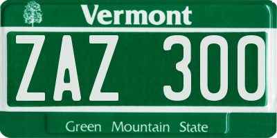 VT license plate ZAZ300