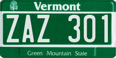 VT license plate ZAZ301