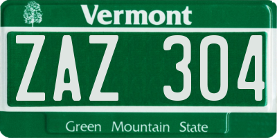 VT license plate ZAZ304