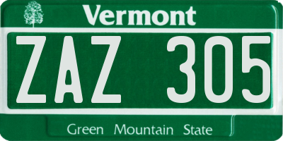 VT license plate ZAZ305