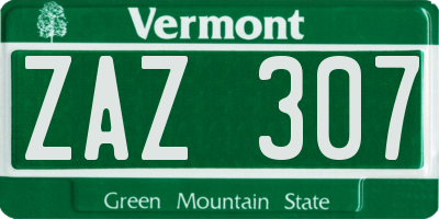 VT license plate ZAZ307