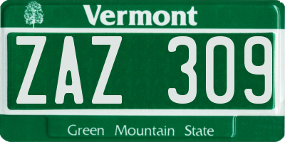 VT license plate ZAZ309