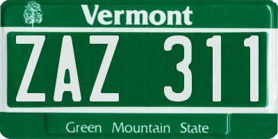 VT license plate ZAZ311