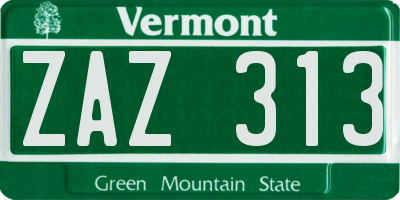 VT license plate ZAZ313