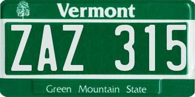 VT license plate ZAZ315