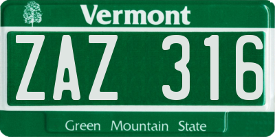 VT license plate ZAZ316