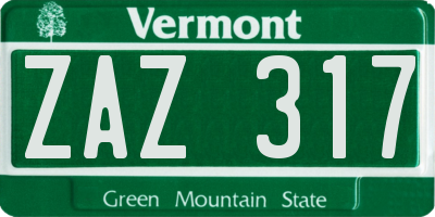 VT license plate ZAZ317