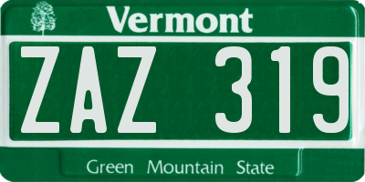 VT license plate ZAZ319