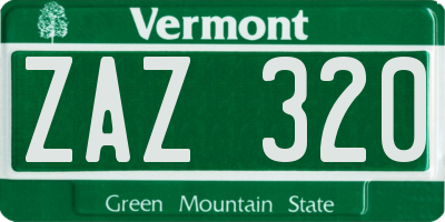 VT license plate ZAZ320