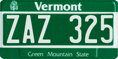VT license plate ZAZ325