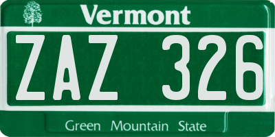 VT license plate ZAZ326
