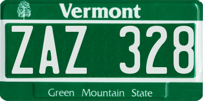 VT license plate ZAZ328