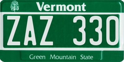 VT license plate ZAZ330