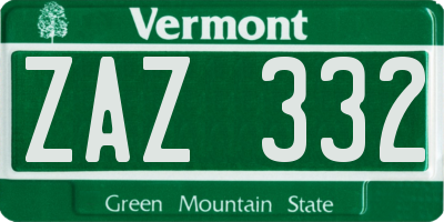 VT license plate ZAZ332