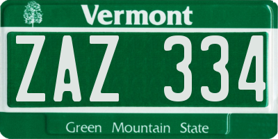 VT license plate ZAZ334