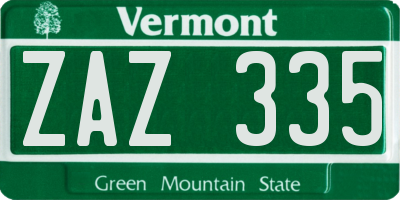 VT license plate ZAZ335