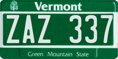 VT license plate ZAZ337