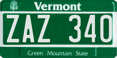 VT license plate ZAZ340