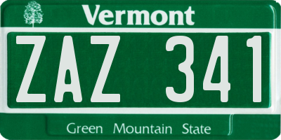 VT license plate ZAZ341