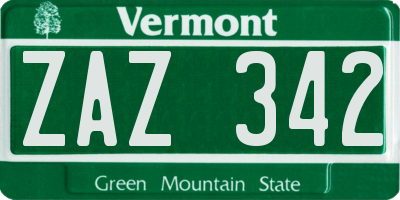 VT license plate ZAZ342