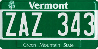 VT license plate ZAZ343