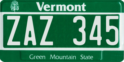VT license plate ZAZ345