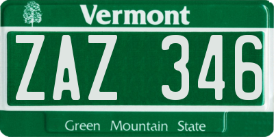 VT license plate ZAZ346