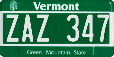 VT license plate ZAZ347