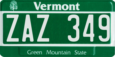 VT license plate ZAZ349