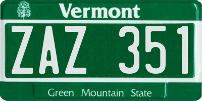 VT license plate ZAZ351