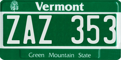 VT license plate ZAZ353