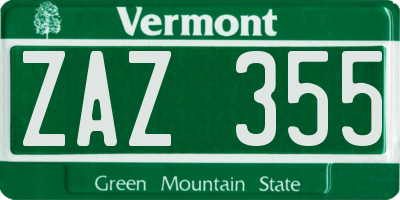 VT license plate ZAZ355