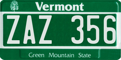 VT license plate ZAZ356