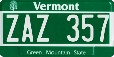 VT license plate ZAZ357