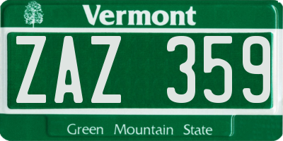 VT license plate ZAZ359