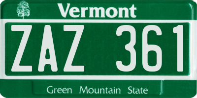 VT license plate ZAZ361