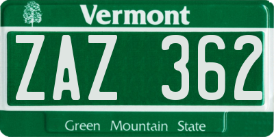 VT license plate ZAZ362
