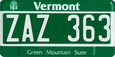 VT license plate ZAZ363