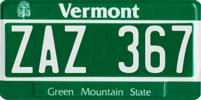 VT license plate ZAZ367
