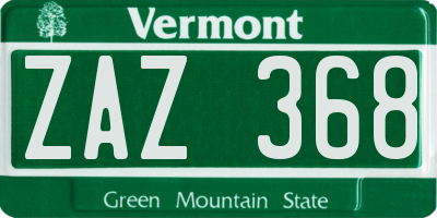 VT license plate ZAZ368