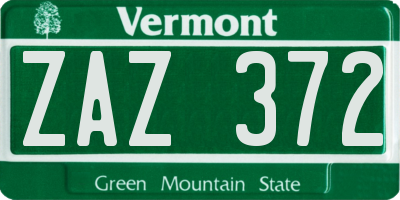 VT license plate ZAZ372