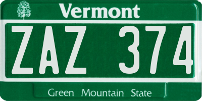VT license plate ZAZ374