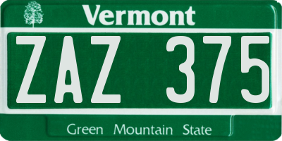 VT license plate ZAZ375