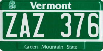 VT license plate ZAZ376