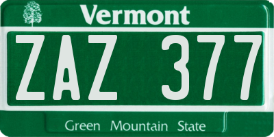 VT license plate ZAZ377