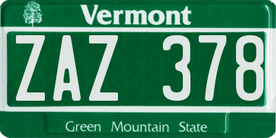 VT license plate ZAZ378