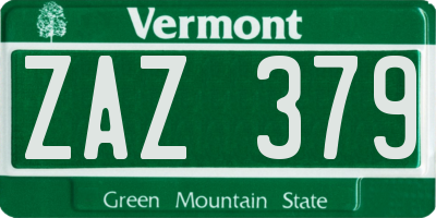 VT license plate ZAZ379
