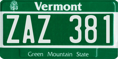 VT license plate ZAZ381