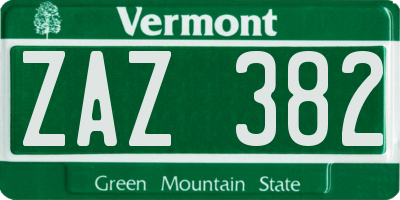 VT license plate ZAZ382